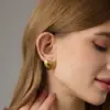 oly-9d92874438941e72ccd59b134c6fa79c Wholesale Heart Shape Earrings In 316 Stainless Steel With 18K Real Gold Plating, Featuring 304 Stainless Steel Posts, Unisex Design