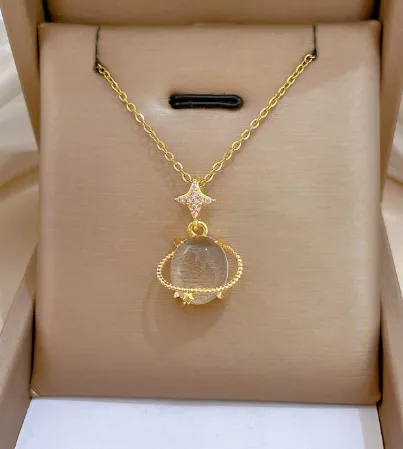 Wholesale Ice Cream Necklace For Sibling Suit, Waterproof 304 Stainless Steel With 14K Gold Plated UV Coating And Artificial Gemstones