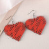 Wholesale Valentine's Day Sunflower Bow Red Love Pendant Earrings Wooden Double-sided Valentine's Day Earrings