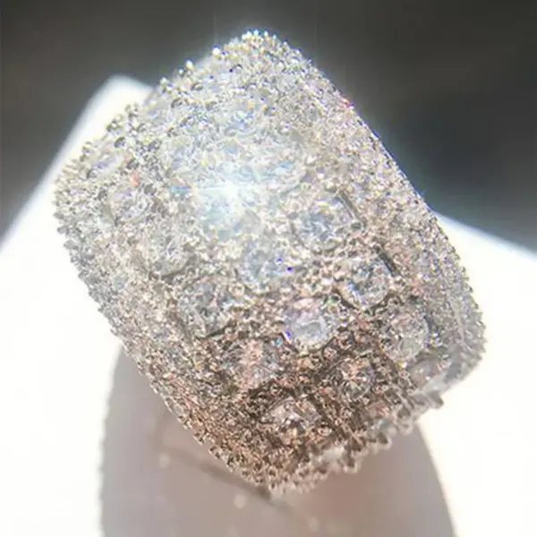 Wholesale Geometric Claw Setting Ring For Women In Copper With White K Plated Water Plating And Zircon Inlay