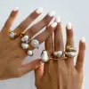 Wholesale Style Stainless Steel Acrylic Pearl Ring Niche High-end Feel Non-fading Jewelry Stainless Steel Accessories Rings