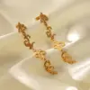 Wholesale 304 Stainless Steel Flame PVD Coated 18K Real Gold Plated Vintage Style IG Style Waterproof Non Tarnish Gold Drop Earrings