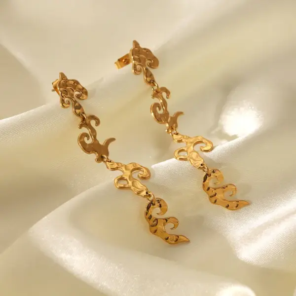 Wholesale 304 Stainless Steel Flame PVD Coated 18K Real Gold Plated Vintage Style IG Style Waterproof Non Tarnish Gold Drop Earrings