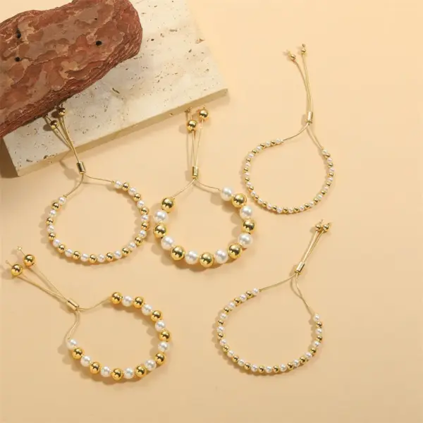 Wholesale Copper 14K Gold Plated White Gold Plated Vintage Style Round Bracelets