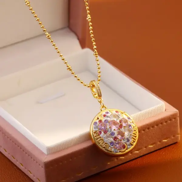 Wholesale Fashionable Luxury Colorful Zircon Universal Buckle Pendant Clay Necklace High-End Sensation Accessory Clavicle Chain Neck Chain