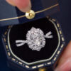 Wholesale Luxury Design imitation moissanite Oval pigeon egg carat diamond ring White Gold Group inlaid zircon ring female
