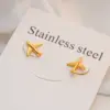 Wholesale 1 Pair Retro Airplane Plating 304 Stainless Steel 316 Stainless Steel 18K Gold Plating In The Furnace Ear Studs