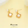 Wholesale Lucky Heart Stud Earrings For Women With 925 Sterling Silver Posts, Copper Base, And 14K Real Gold Plated Shell Inlay