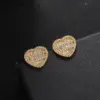 Wholesale New Love Heart Shaped Earrings Five Layers Full Zircon Round Square Mixed Style Copper Material Unisex Hip Hop Style Jewelry