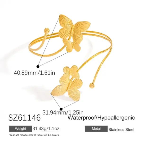 Wholesale 304 Stainless Steel Starfish Flower PVD Coated Real Gold Plated Vacation Waterproof Non Tarnish Arm Bracelet