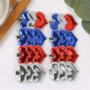 Wholesale Leather Heart Hair Clip Independence Day PU Material Love Heart Side Bangs Hair Accessories Suitable For Girls