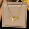 Wholesale PVD Coated Real Gold Plated Geometric Titanium Steel Elegant Simple Style Waterproof Non Tarnish Titanium Steel Pendant Necklace