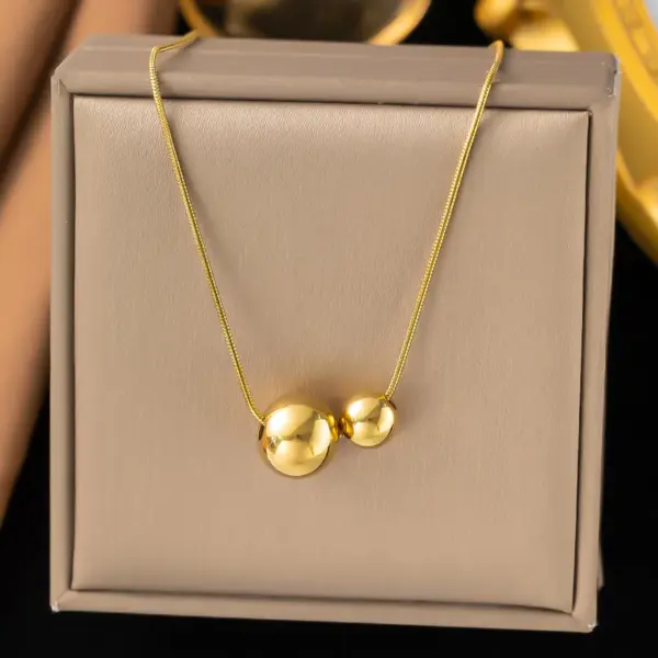 Wholesale PVD Coated Real Gold Plated Geometric Titanium Steel Elegant Simple Style Waterproof Non Tarnish Titanium Steel Pendant Necklace