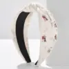 Wholesale Solid Color Pearl Decorated American Flag Wide Edge Fabric Hair Accessories Women's Headband Black White Red Green Gold