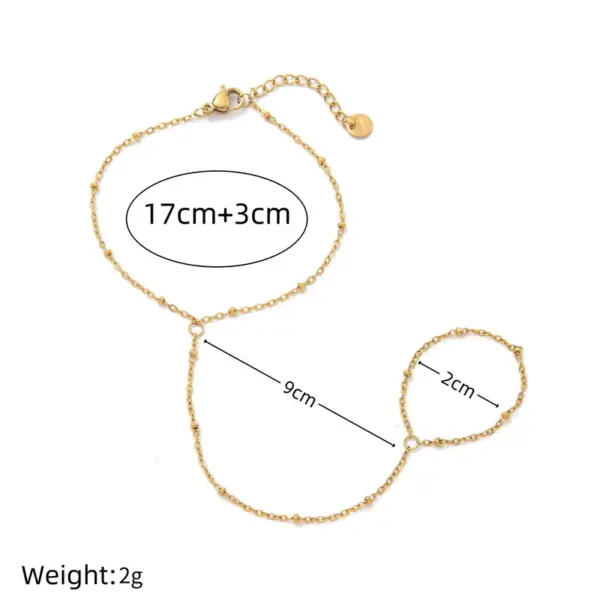 Wholesale Fashionable Titanium Steel 18K Gold Plated Bracelet With Diamond Small Round Piece Color Retention Women Stainless Steel Finger Clip Bead Finger Chain Vacuum Electroplating 18K Gold Retention