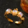Wholesale Irregular Waterproof Non Tarnish Women Rings In 304 Stainless Steel With 18K Real Gold Plated PVD Coating And Artificial Gemstones