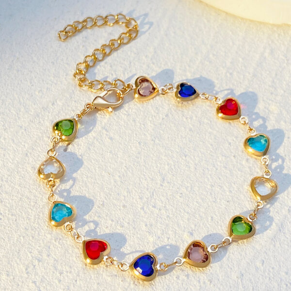 Wholesale Color Love Bracelet Necklace Personalized Alloy Heart-shaped Dopamine Bracelet