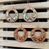 Wholesale Western leather earrings hollow texture inlaid earrings light fashion wood earrings manufacturers supply