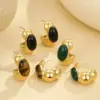 Wholesale PVD Coated Real Gold Plated Oval 304 Stainless Steel IG Style Vintage Style Simple Style Waterproof Non Tarnish Ear Studs