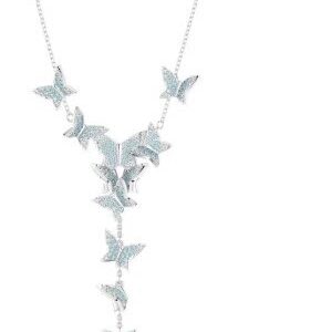 Blue multi-butterfly necklace