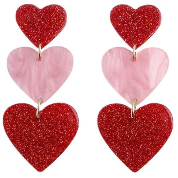 Wholesale color matching Valentine's Day acrylic love earrings simple pendant texture dopamine earrings