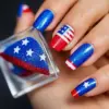 oly-9e4a4e9a0e564755a6e00baef823ee57 Wholesale Removable Rectangular Nail Stickers American Independence Day Stars And Stripes Design Easy To Wear Plastic Nail Art Decoration