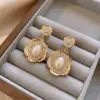 Wholesale Women’s Flower Stud Earrings Featuring Zinc Alloy And Pearl Inlay, Elegant Drop Earrings