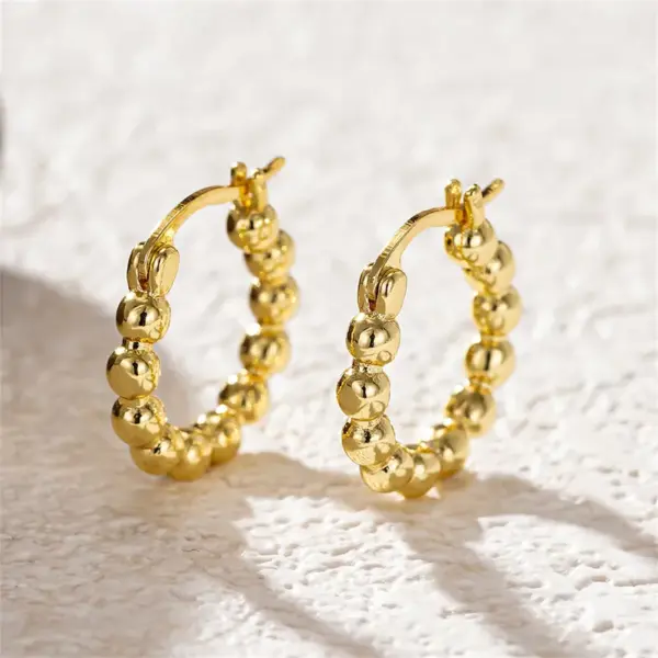 Wholesale Three-dimensional Geometric Earrings For Women In Copper With KC Golden Plated Water Plating And 0.03µm Thickness