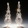 Wholesale Rhinestone Tassel Rhombus Geometric Stud Earrings Full Copper Material Full Diamond Earrings Street Style Silver Plated Drop Earrings