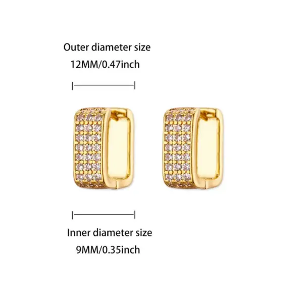 Wholesale 304 Stainless Steel Geometric PVD Coated Zircon Real Gold Plated Modern Style Classic Style Waterproof Non Tarnish Hoop Earrings