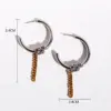 Wholesale 1 Pair Hip-Hop Exaggerated C Shape Lines Plating Brass 24K Gold Plated Bullet Backs Hoop Earrings