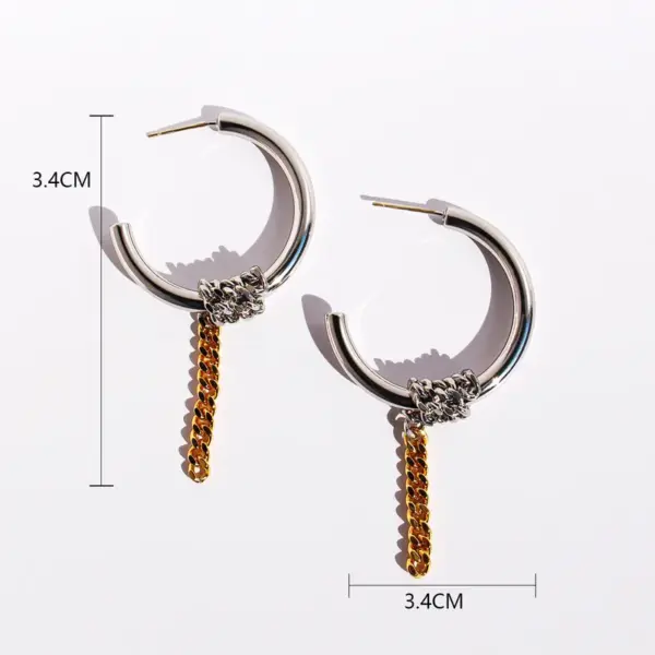 Wholesale 1 Pair Hip-Hop Exaggerated C Shape Lines Plating Brass 24K Gold Plated Bullet Backs Hoop Earrings