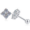 Wholesale Silver Moissanite Earrings, Stud Earrings, Japanese and Korean Style, Small Four-Leaf Clover Earrings