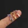 Wholesale 316L Stainless Steel Copper Zircon Ear Cartilage Rings & Studs Flower Waterproof Non Tarnish Surgical Steel