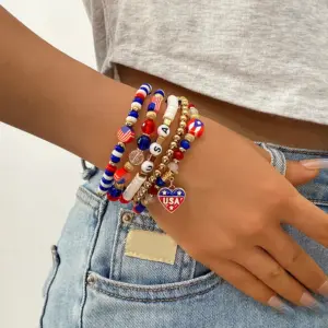 Wholesale New American Independence Day Bracelet USA Flag USA Election Holiday Party Commemorates Patriotism Bracelet - Nihaojewelry