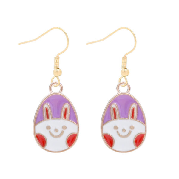 oly-9e6b9074ce0a4ccfc2f1c3250d6b8b0e Wholesale Easter Egg Ear Hook Earrings Alloy Color Oil Dropping Wave Pendant Spring Carnival Party Jewelry
