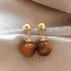 Wholesale 1 Pair Elegant Simple Style Geometric Plating Tiger Eye Drop Earrings Ear Studs