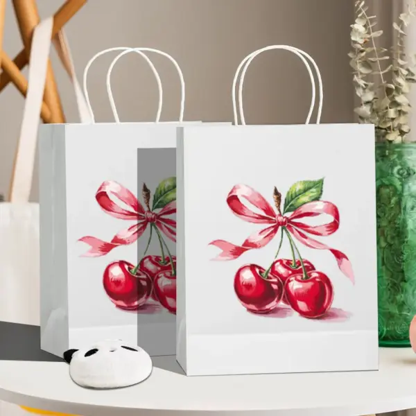 Wholesale Cherry Bow Gift Bag Handheld Fruit Party Favor Thanksgiving Christmas Gift Wrapping Paper Bag Casual Valentine's Day Gift