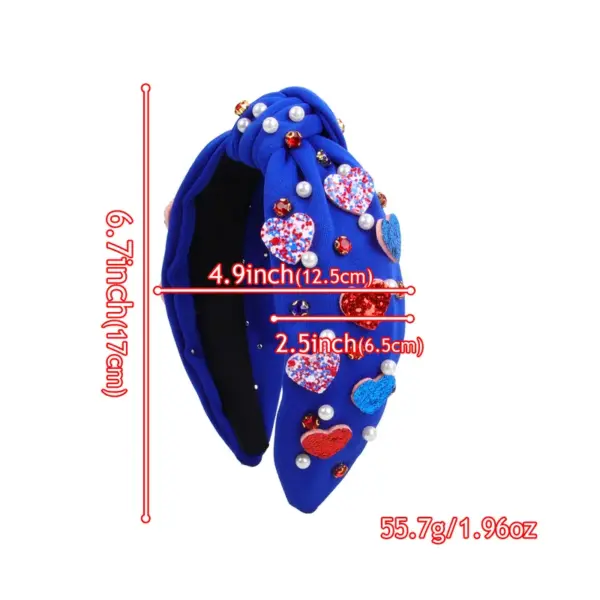 oly-9e8a259b121374771c4c96e528ff28be Wholesale Wide Headband American Independence Day Pearl Rhinestone Fabric Heart-shaped Sequin Star Headband Hair Accessory