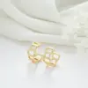 Wholesale Double Ring Stud Earrings For Women In Copper With Artificial Gemstones And 925 Sterling Silver Ear Pins, Exaggerated Style