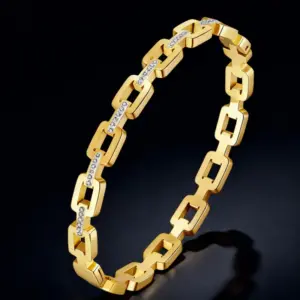 39-E-9 Gold Square Bracelet with Diamonds