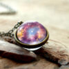 oly-9eae6d7d309515e2501673551325ef75 Wholesale Jewelry Double-Sided Glass Ball Solar System Universe Starry Sky Necklace