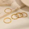 Wholesale PVD Coated Real Gold Plated 18K Gold Geometric 304 Stainless Steel IG Style Waterproof Non Tarnish Rings