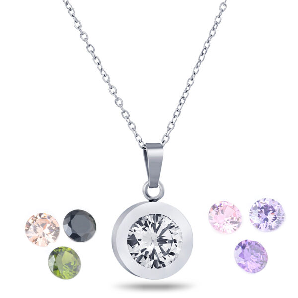 oly-9ed126324c8e3261cb21049fc8e10105 Wholesale Factory wholesale personality creative design ladies fashion DIY replaceable drill 8 color titanium steel stainless steel necklace
