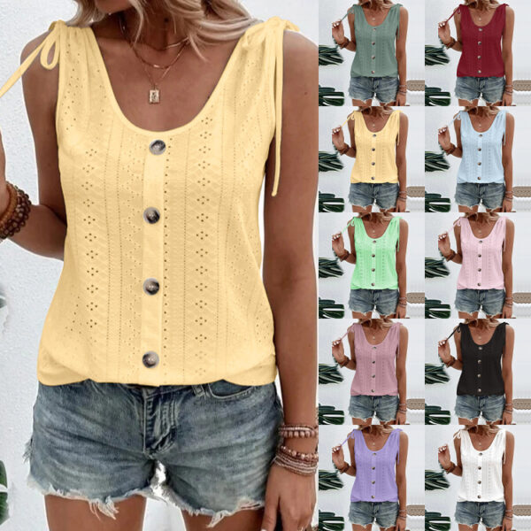 Wholesale Spring and Summer Women’s Sexy Casual Pure Color U-Neck Vest