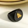 Wholesale 304 Stainless Steel Vacuum Furnace Plated 18K Real Gold Geometric Acrylic Animal Owl Bee Ladybug Butterfly Unisex Ring