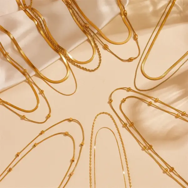 Wholesale 304 Stainless Steel Flower PVD Coated 18K Real Gold Plated Vintage Style Waterproof Non Tarnish Plating Inlay Box Chain Lobster Trigger Clasp Closure Gold Necklace