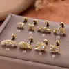 Wholesale 1 Piece Ear Cartilage Rings & Studs Vintage Style French Style Simple Style Star Wings Butterfly 316L Stainless Steel Copper Waterproof Non Tarnish Surgical Steel Zircon