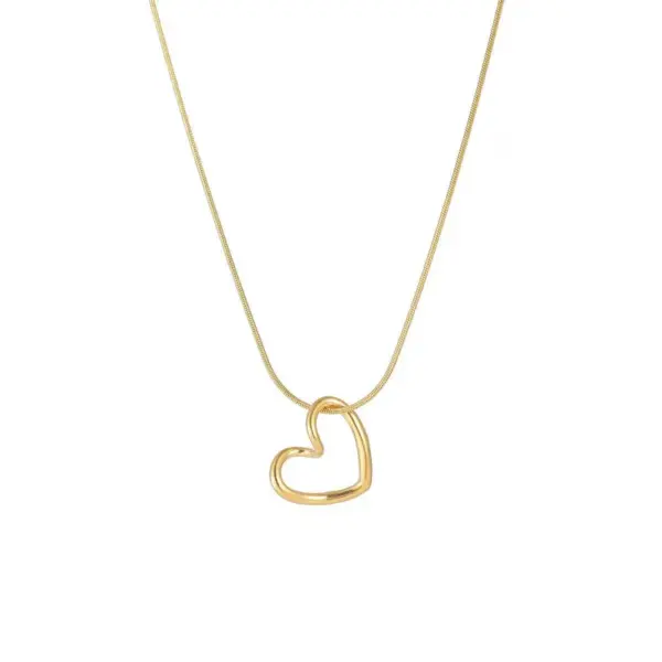 oly-9efc1bc49906f8a8cb9d8b397760d6c8 Wholesale PVD Coated Real Gold Plated 18K Gold Heart Shape 304 Stainless Steel Elegant Waterproof Non Tarnish 304 Stainless Steel Pendant Necklace