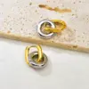 Wholesale E10 Minimalist Circle Earrings Double Layer Circle Splicing Ear Jewelry Stainless Steel 18k Gold Women's Accessories
